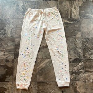Girls  Colorful Splatter 100 % Cotton Joggers SZ Large